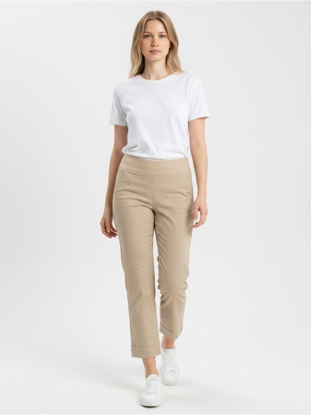7th Avenue Tan Pull-On Ankle Pants Womens Medium Stretch Comfort Fit Rayon Blend